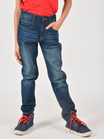 Tales & Stories Boys Blue Slim-Fit Mid-Rise Clean Look Jeans