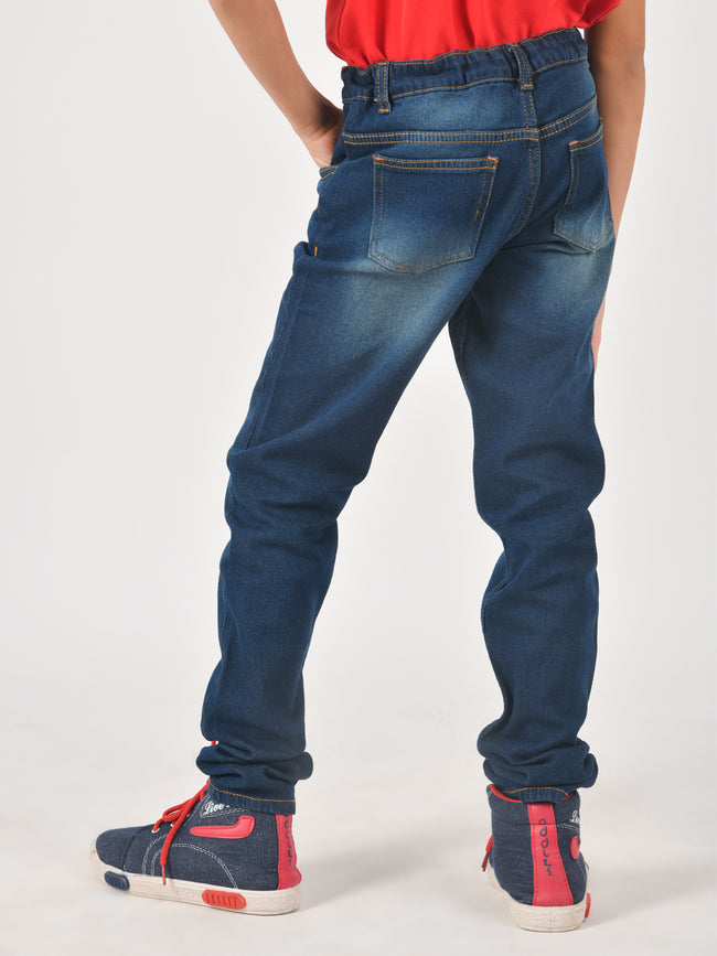 Tales & Stories Boys Blue Slim-Fit Mid-Rise Clean Look Jeans