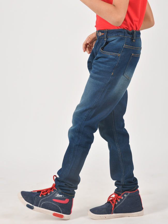 Tales & Stories Boys Blue Slim-Fit Mid-Rise Clean Look Jeans