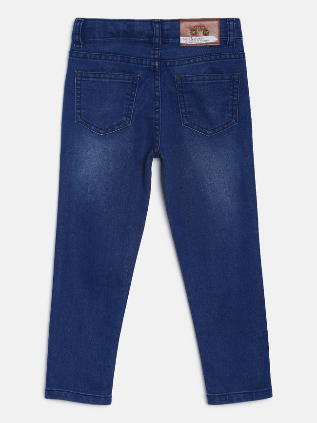 Tales & Stories Boys Blue Cotton Slim Fit Jeans