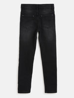 Tales & Stories Boys Black Light Faded Solid Slim Fit Cotton Jeans-2