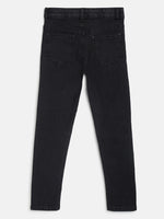 Tales & Stories Boys Dark Grey Cotton Slim Fit Solid Jeans-2