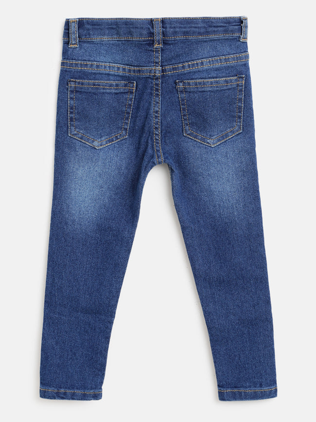 Tales & Stories Boys Blue Cotton Slim Fit Solid Jeans