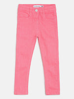 Tales & Stories Cotton Girl's Pink Slim Jeans