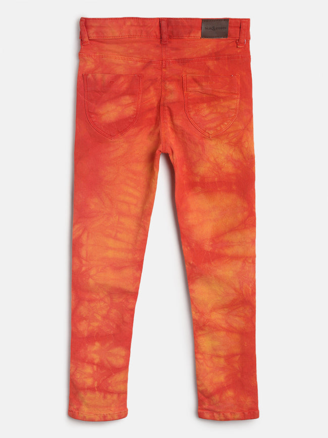 Tales & Stories Girl's Orange Lycra Trouser