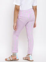 Tales & Stories Girls Purple Rayon Stripe Trouser-3