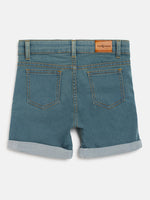 Tales & Stories Girls Blue Cotton Blend Regular Fit Solid Shorts-2