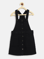 Tales & Stories Girls Black 100% Cotton Solid Dungaree