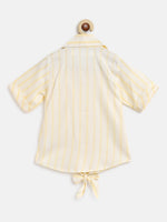 Tales & Stories Girls Cream Rayon Striped Regular Fit Top-2