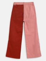 Tales & Stories Girls Rust & Pink Cotton Blend Regular Fit Solid Trouser-2