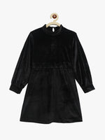 Tales & Stories Girl's Solid Black Polyester Full Sleeved Dress